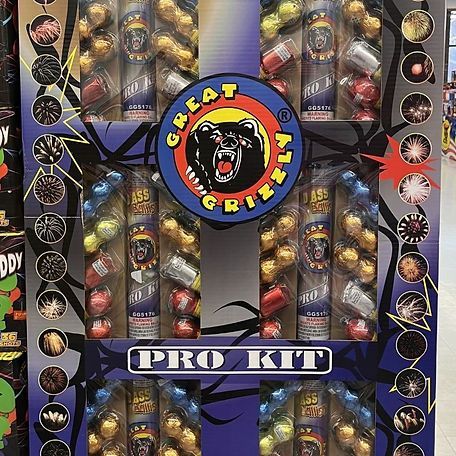 A box of fireworks called great grizzly pro kit