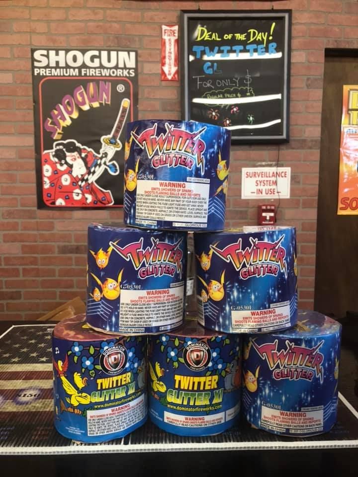 A bunch of fireworks are stacked on top of each other