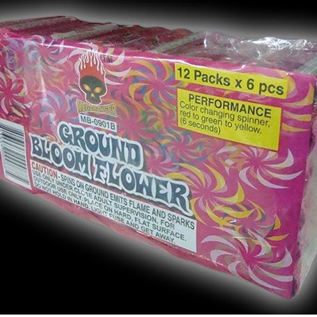 A box of ground bloom flower fireworks contains 12 packs x 6 pcs