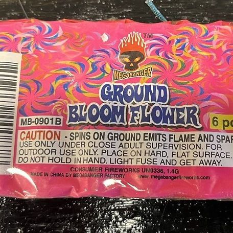 A package of ground bloom flower fireworks contains 6 pieces