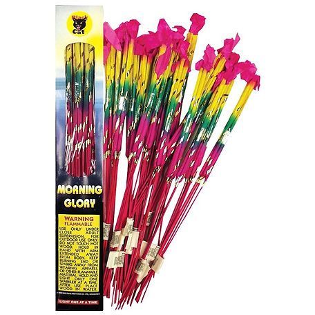 A bunch of fireworks in a box called morning glory