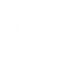 A white, six-pointed star shape resembling a stylized, spinning cyclone or whirlpool on a solid white background.