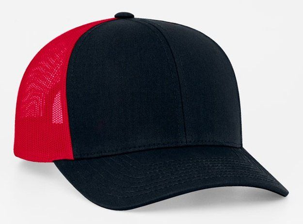 Black cap with red mesh back panels.