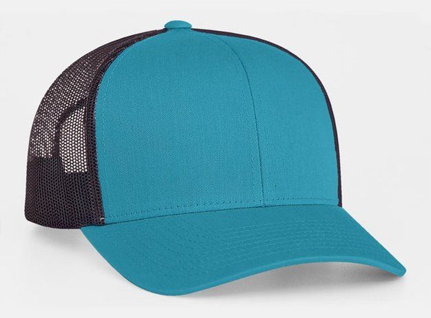 Blue and black trucker hat.