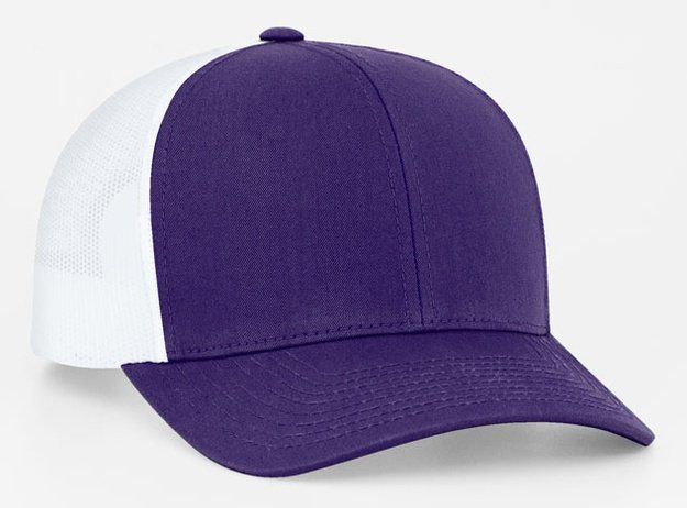 Purple baseball cap with white mesh backing.
