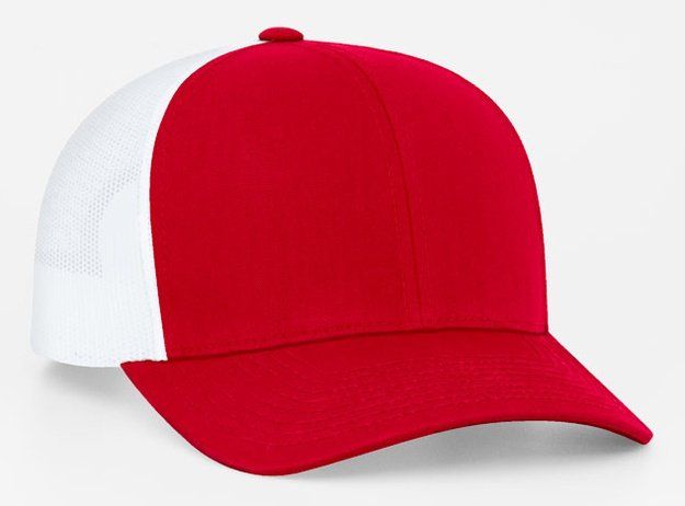 Red and white trucker hat.