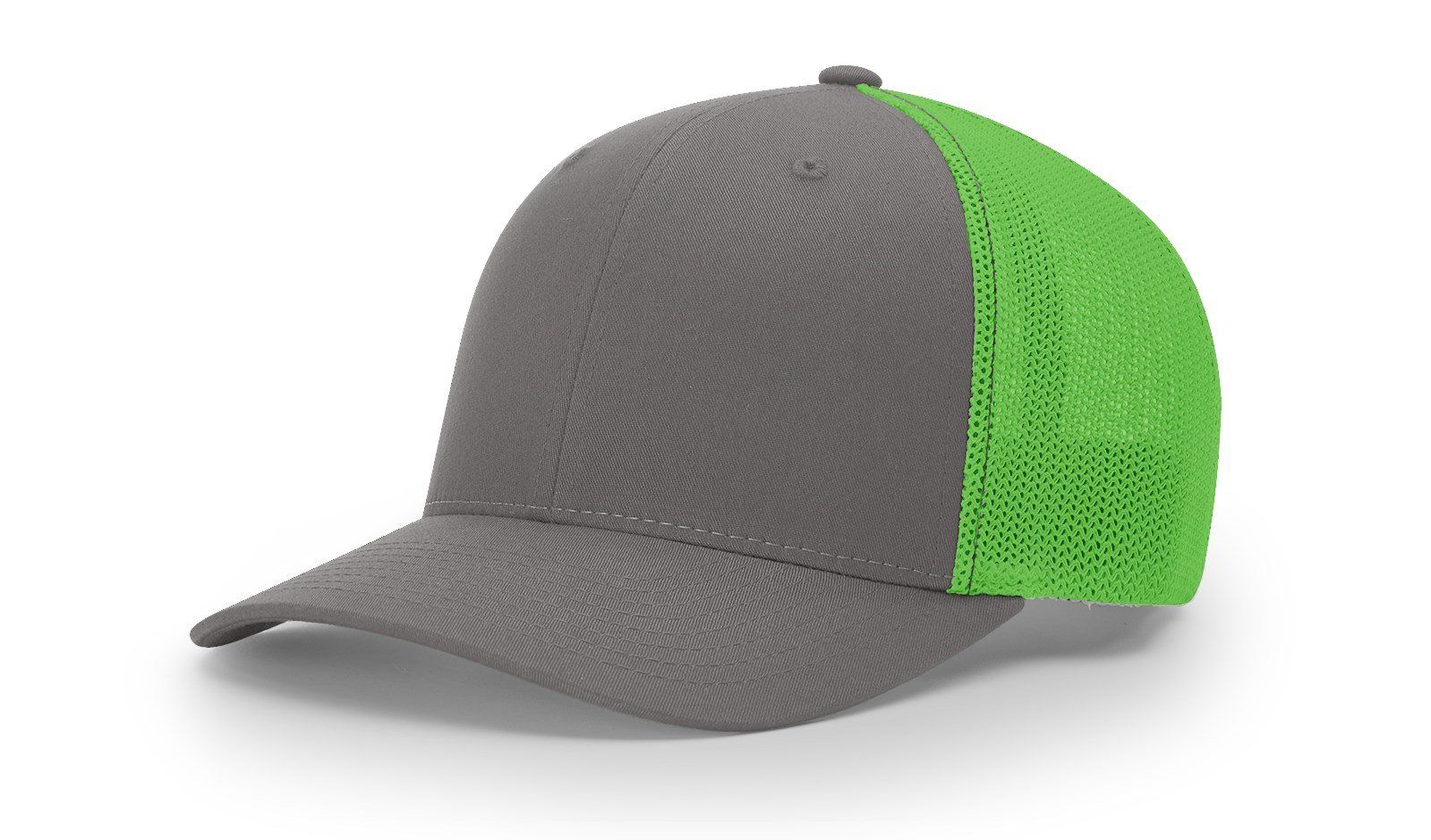 Gray and neon green trucker hat.