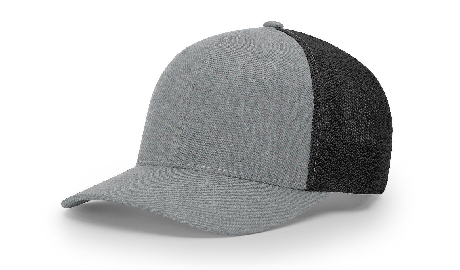 Gray and black baseball cap with a mesh back.