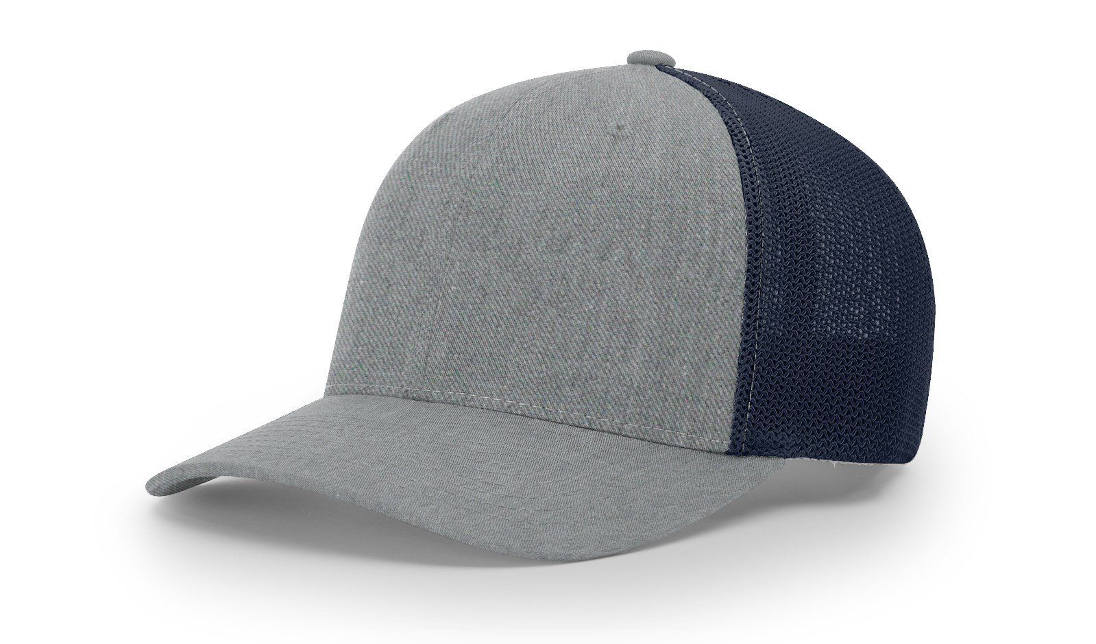 Gray and navy blue baseball cap.