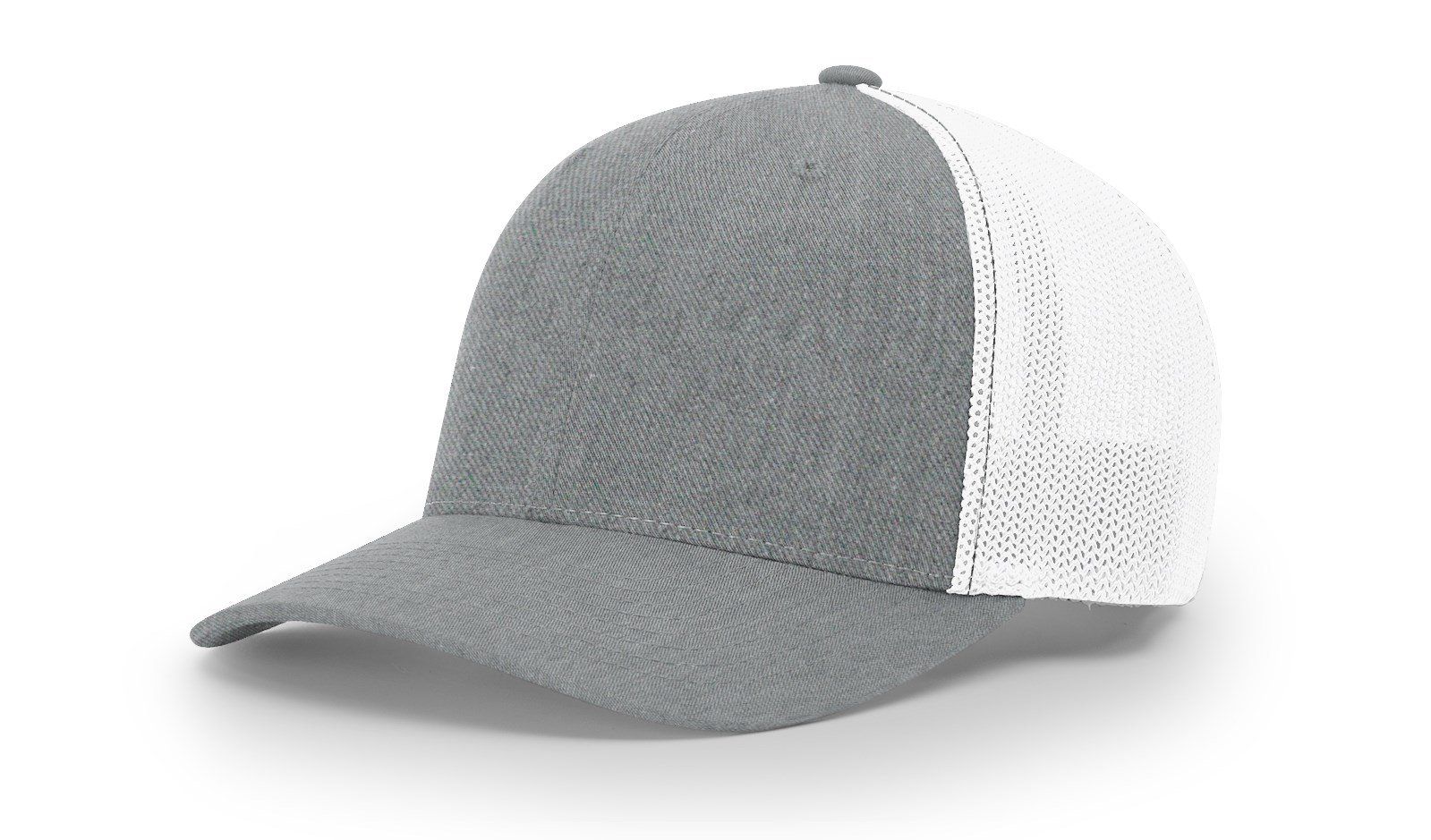 Gray baseball cap with white mesh back.