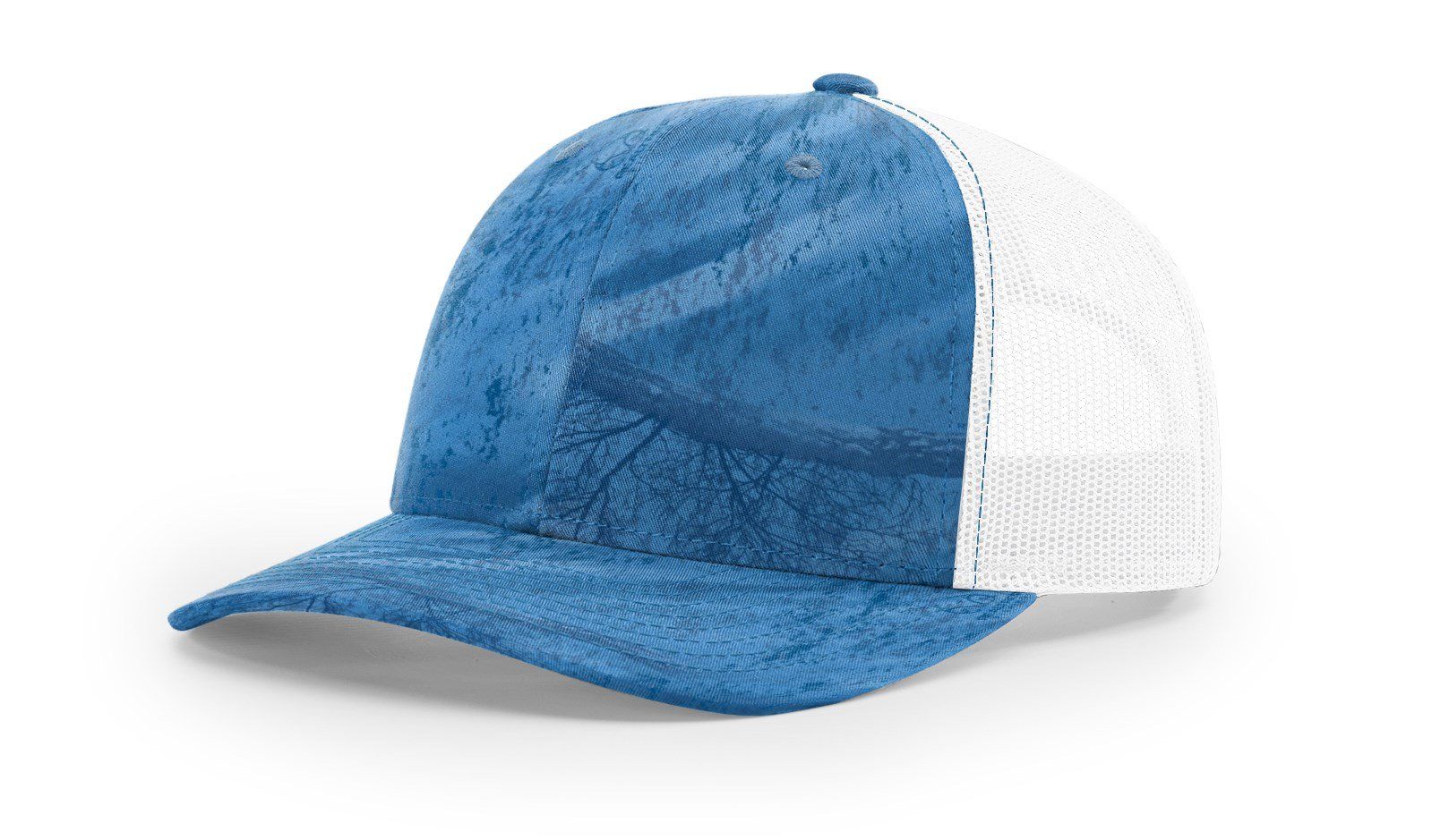 Blue and white trucker hat.