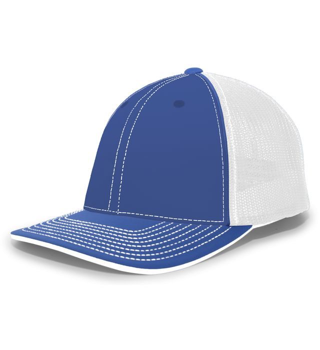 Blue and white trucker hat.