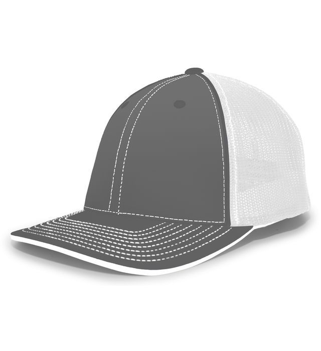 Gray and white trucker hat.