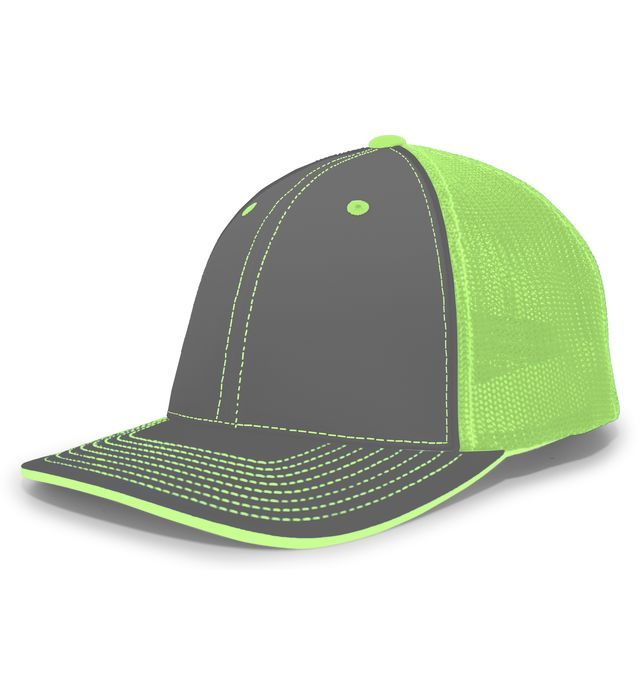 Gray and neon green trucker hat.