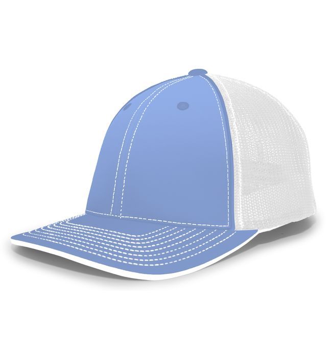 Light blue and white baseball cap with mesh backing.
