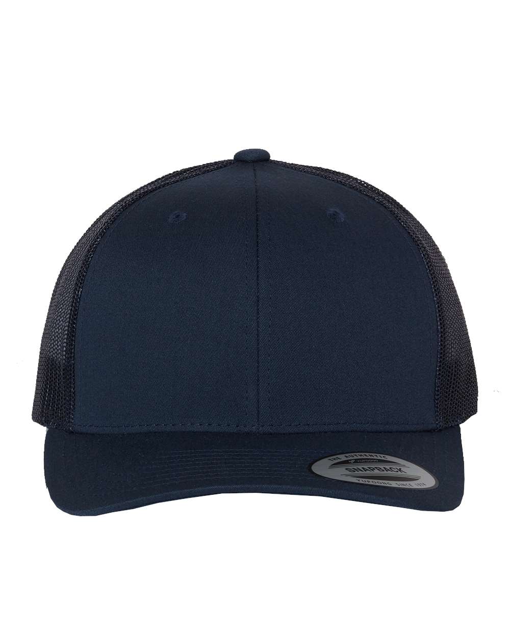 Navy blue trucker hat with a mesh back.