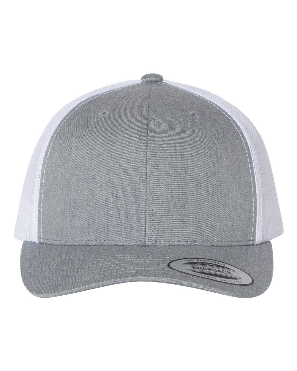 Gray and white trucker hat.