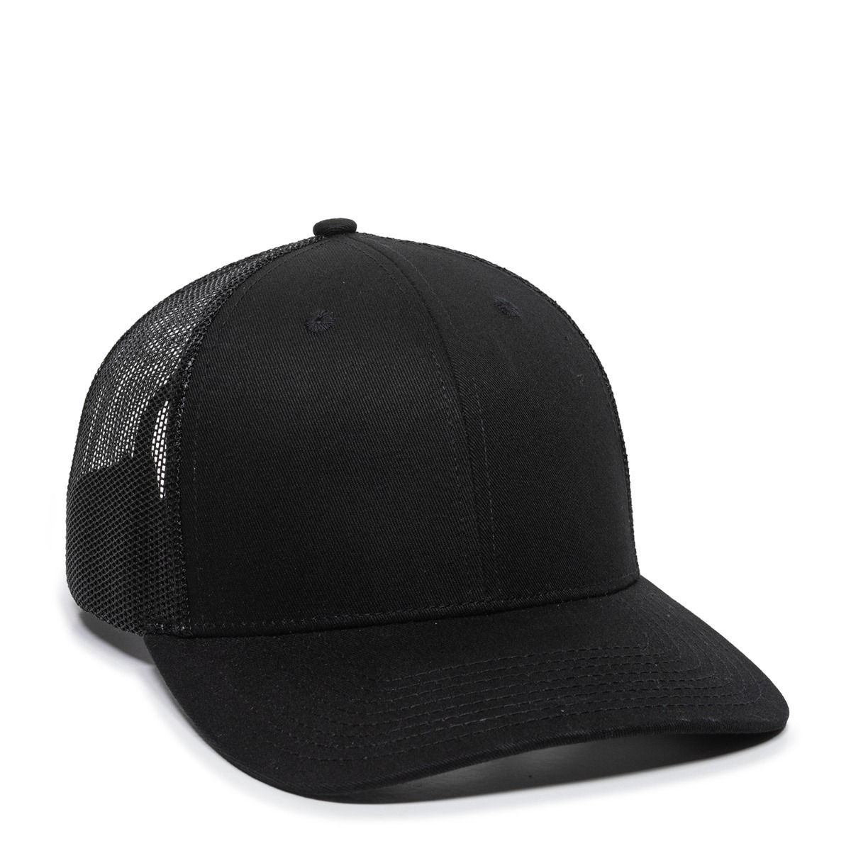 Black mesh-backed baseball cap.