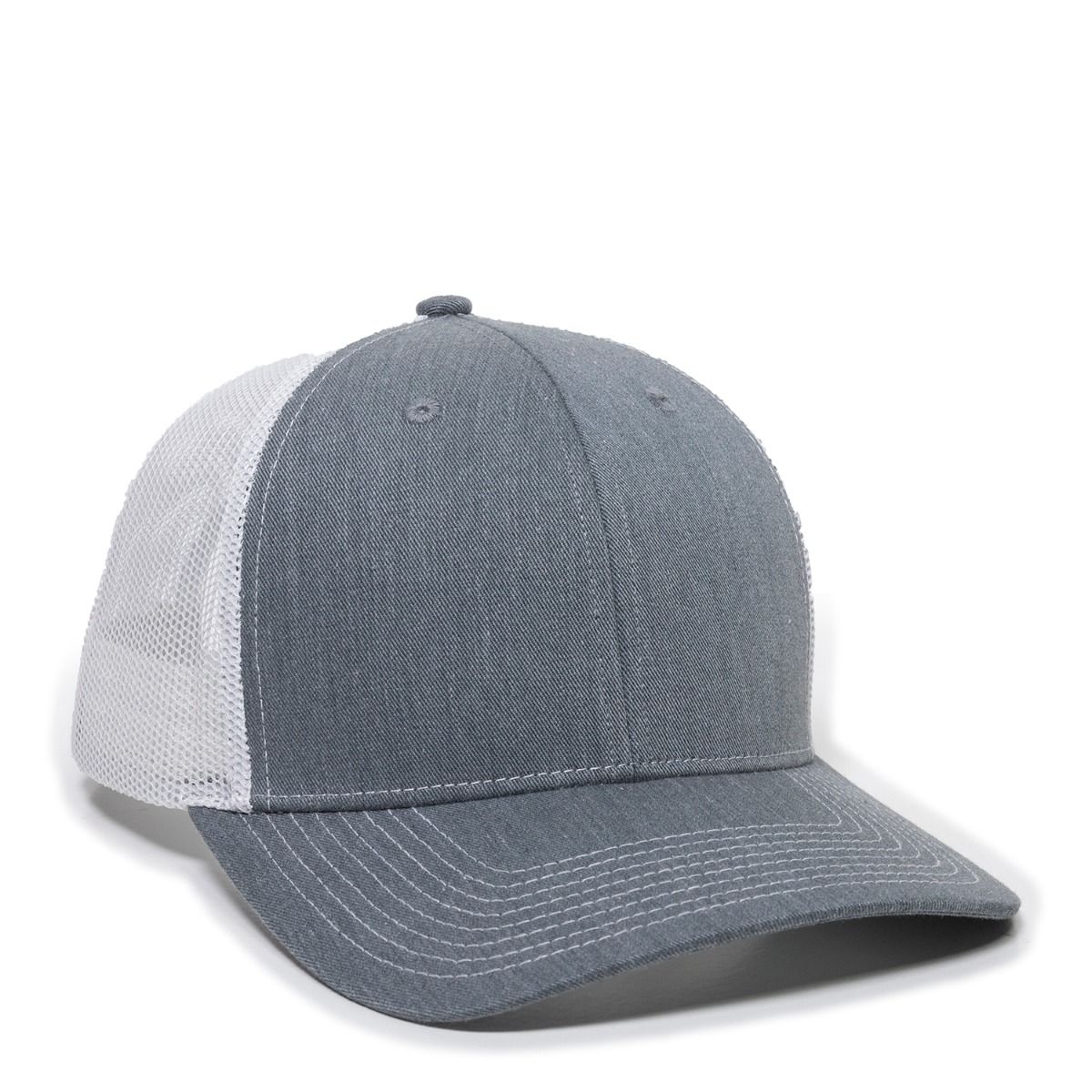 Gray and white trucker hat.