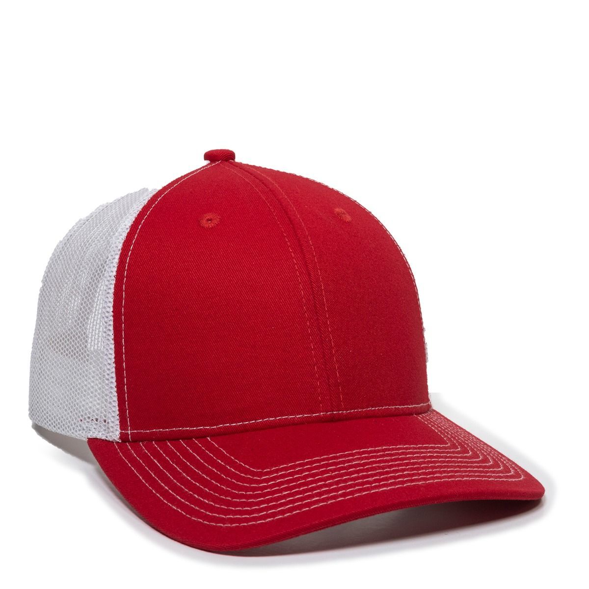 Red and white trucker hat.