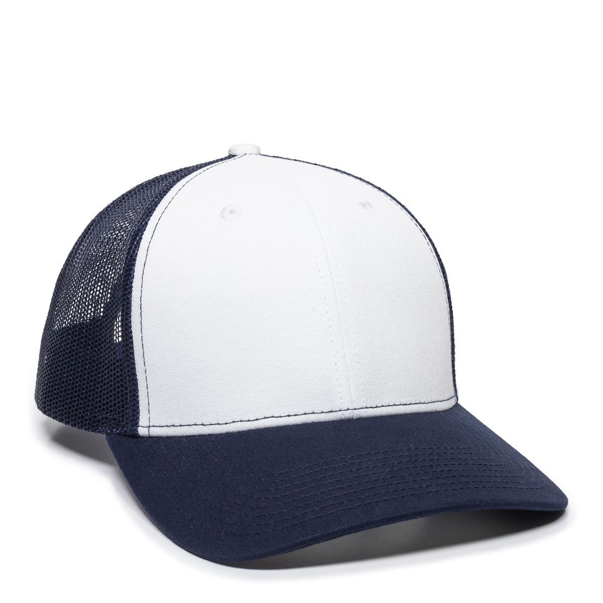 Navy and white trucker hat.