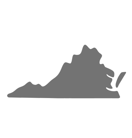 A silhouette of the state of virginia on a white background.