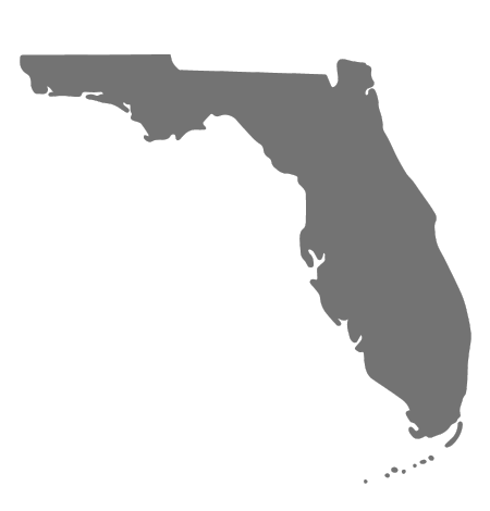 A silhouette of the state of florida on a white background.