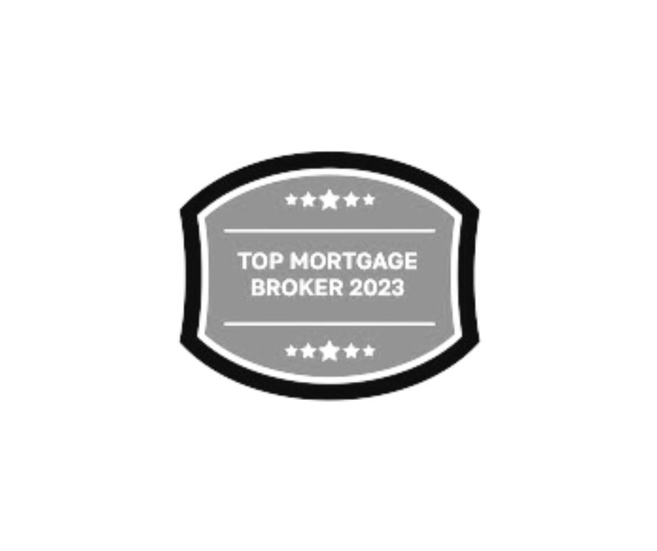 A badge that says top mortgage broker 2023 on it.