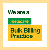 A banner promoting this Medicare bulk billing practice