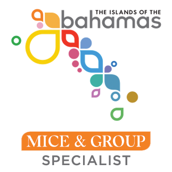 Logo for The Islands of The Bahamas: colorful abstract shapes with the text 