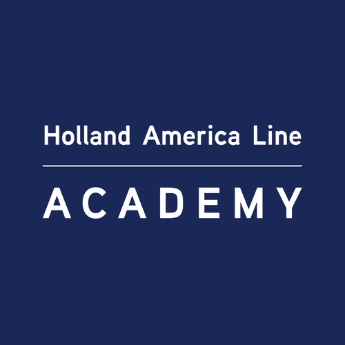 Holland America Line Academy logo on a navy blue background.