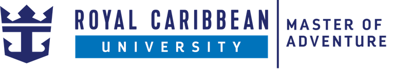 Royal Caribbean University logo: Anchor and crown icon, with 