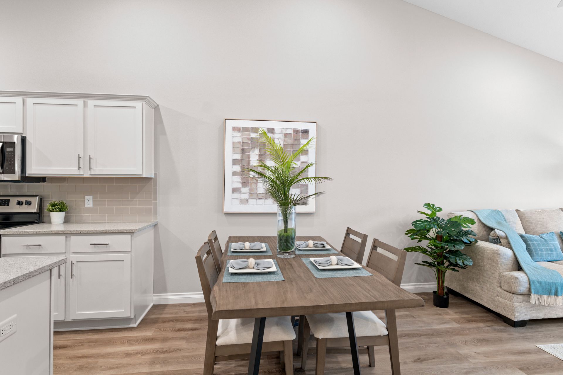 Photo of the dining area between the kitchen and living room