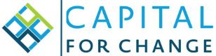 Logo of Capital for Change with a diamond-shaped design and text.