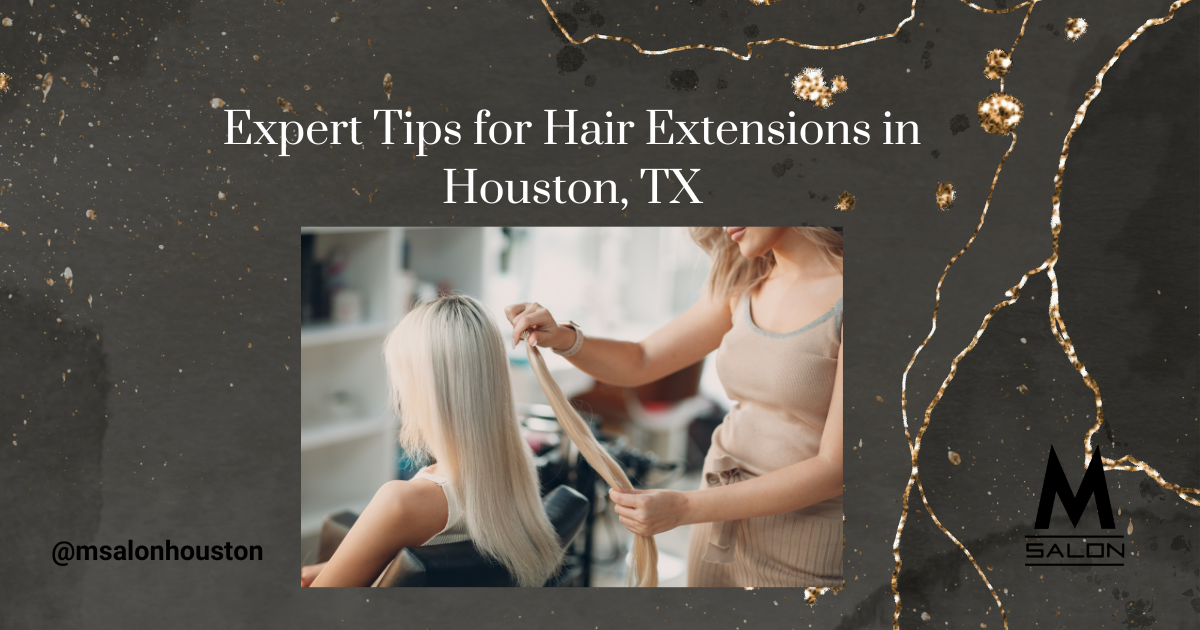 A woman is getting her hair done at a salon in houston , tx.