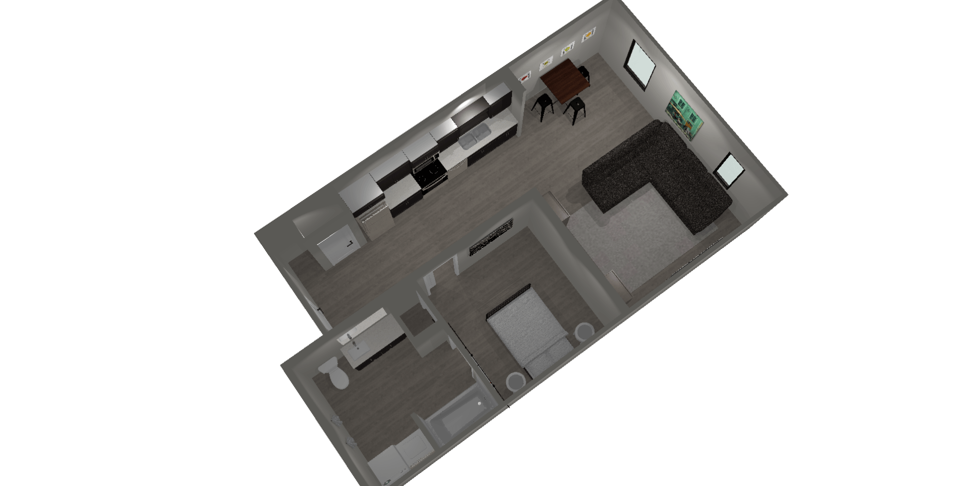 Unit D 2, 1 bed, 1 bath