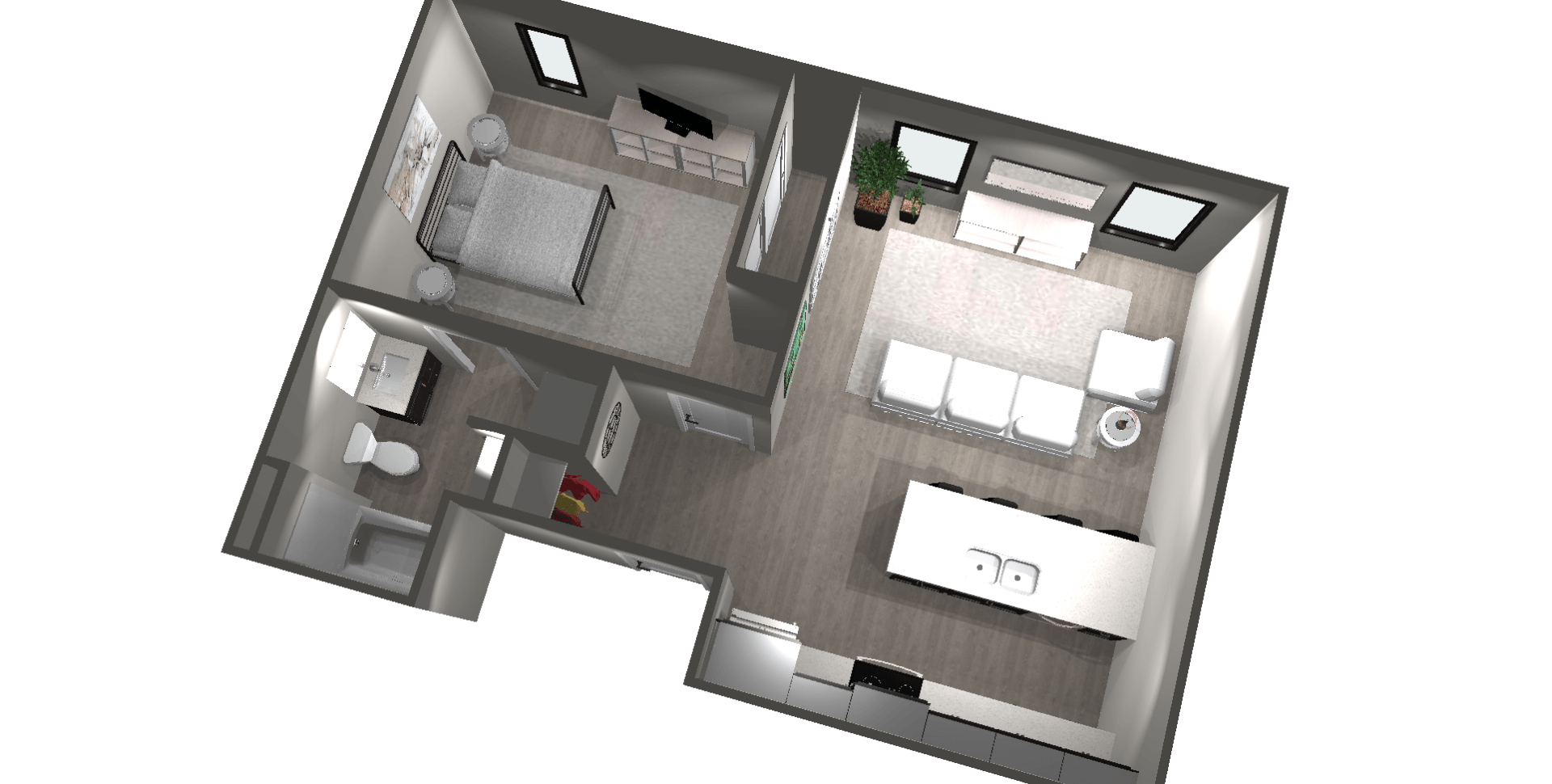 Unit G, 1 bed and 1 bath