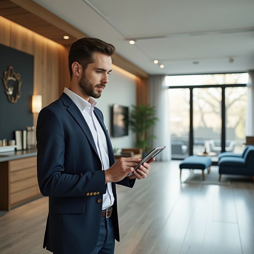 businessman reviewing mobile