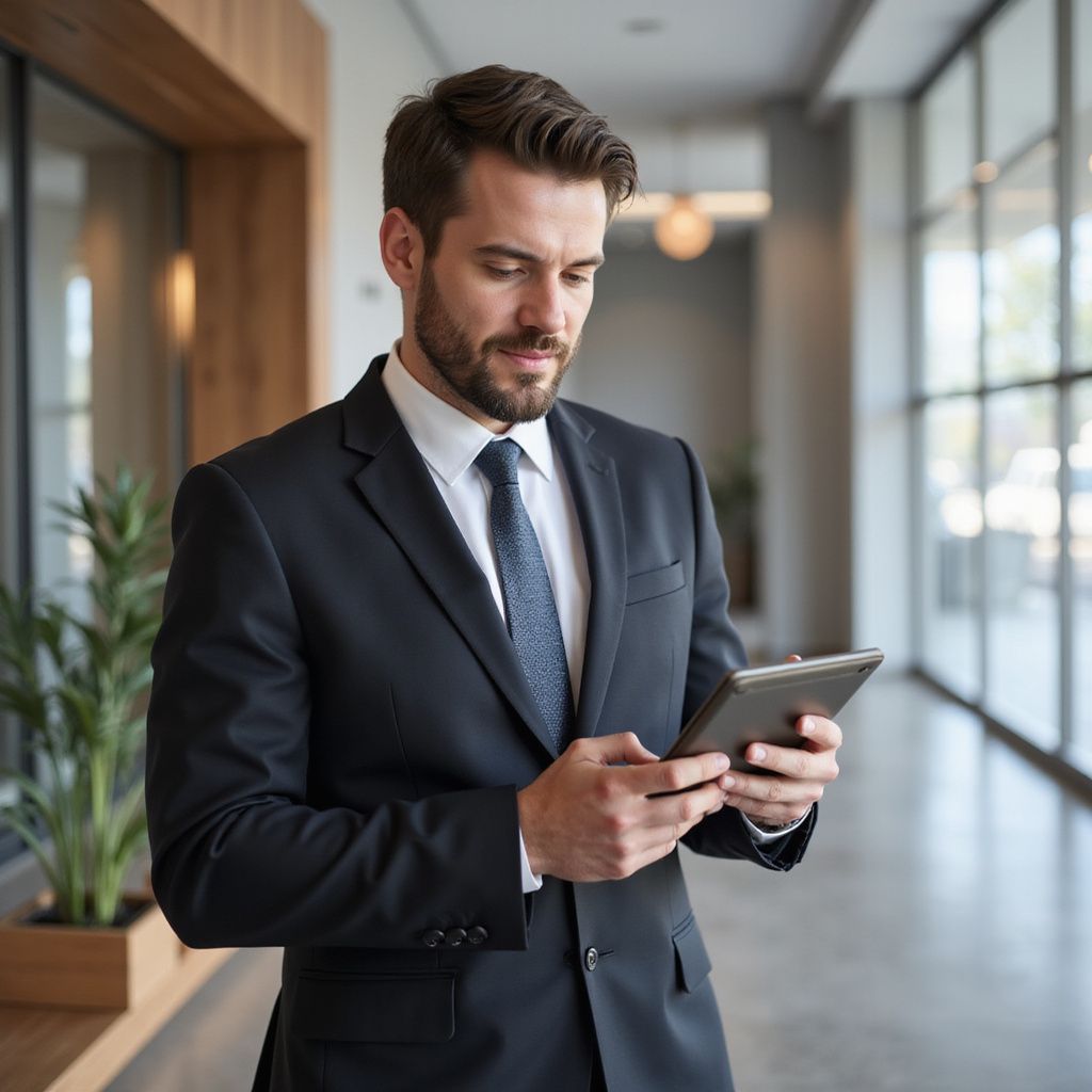 businessman reviewing mobile