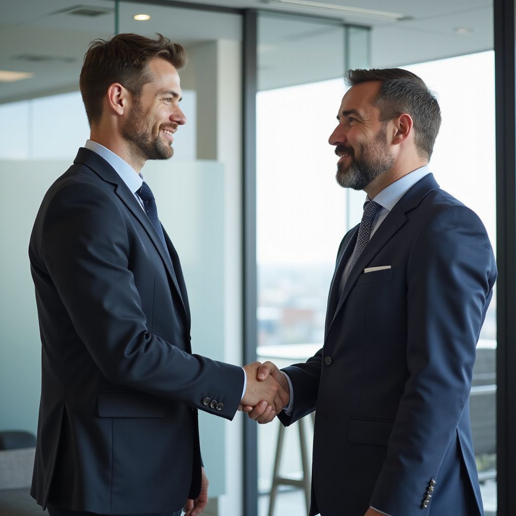 businessmen shaking hands talking