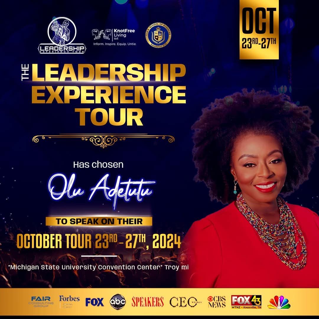 A poster for a leadership experience tour with a woman on it