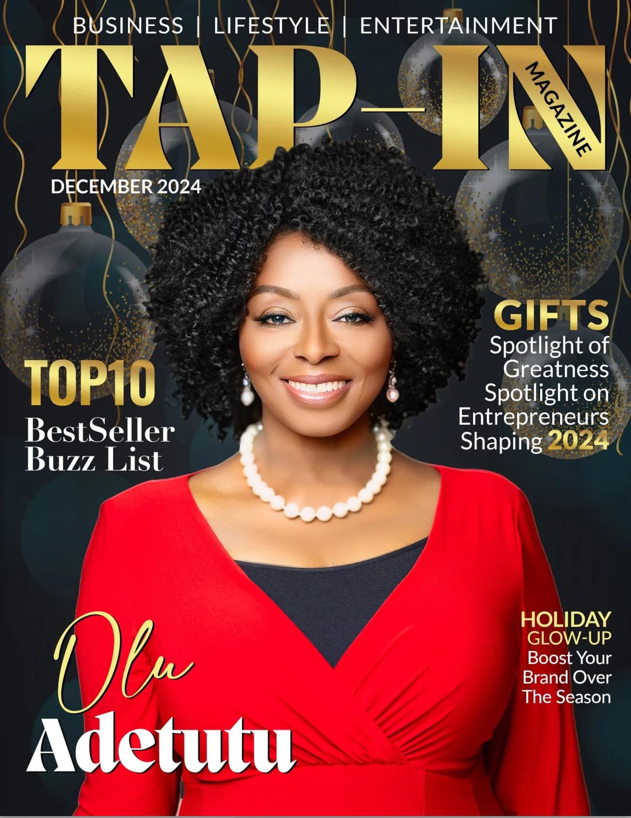 A woman is on the cover of a magazine called tap-in