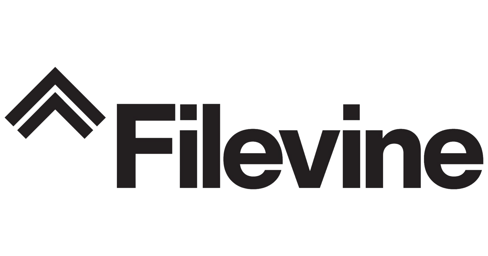 Filevine logo with two chevrons pointing up to the left of the word