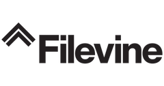 Filevine logo with two chevrons pointing up to the left of the word