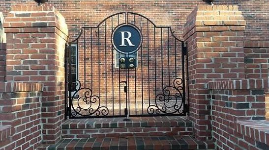 view of black metal gates