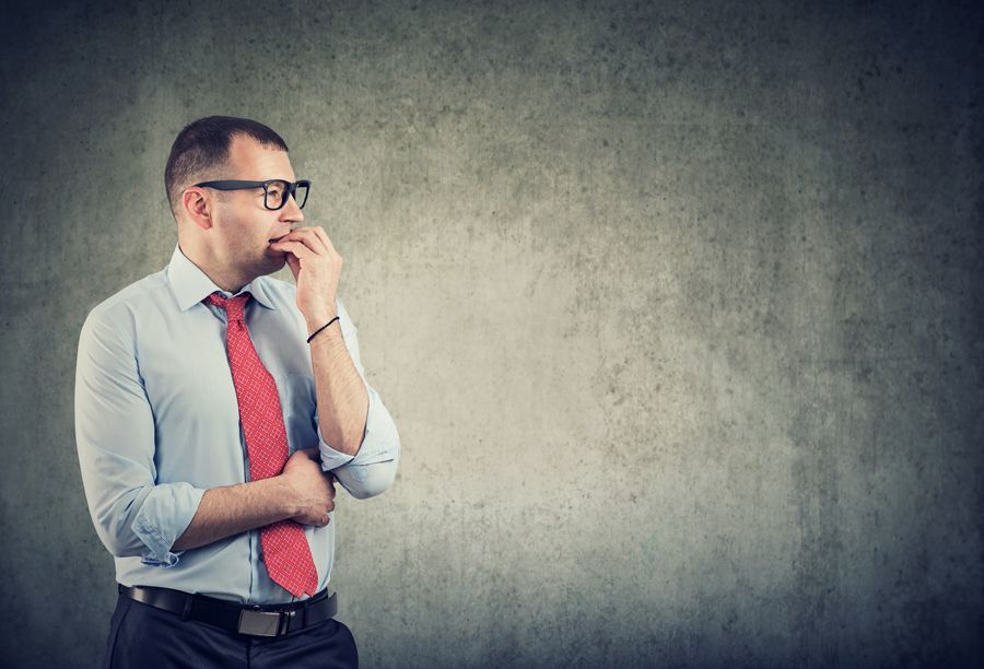 anxious looking businessman