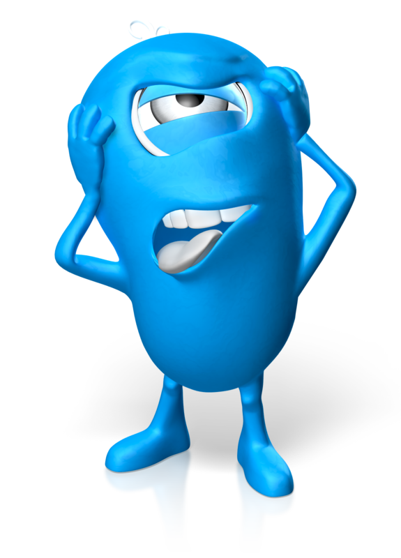 frustrated blue character