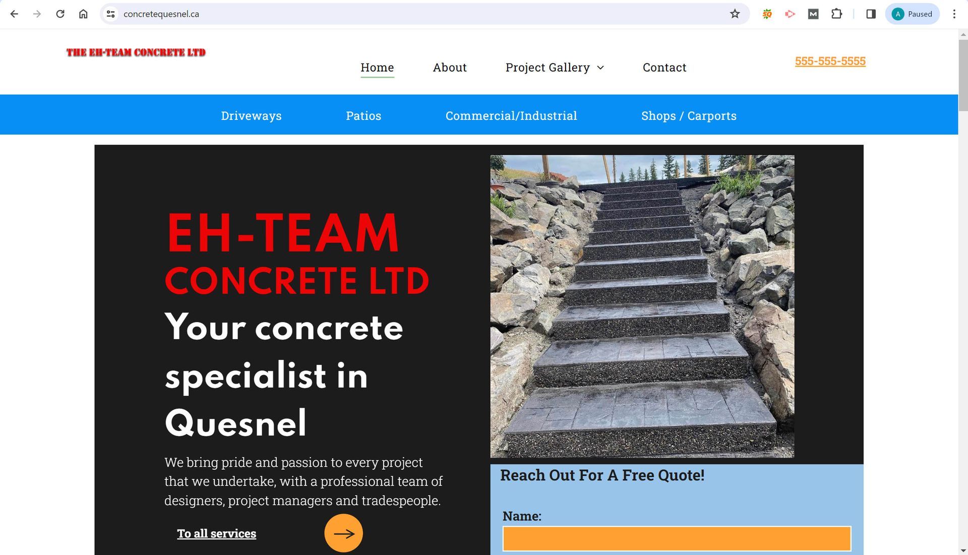 screenshot of Eh-Team Concrete Quesnel