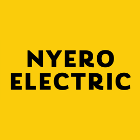 "NYERO ELECTRIC" text in black on a yellow background.