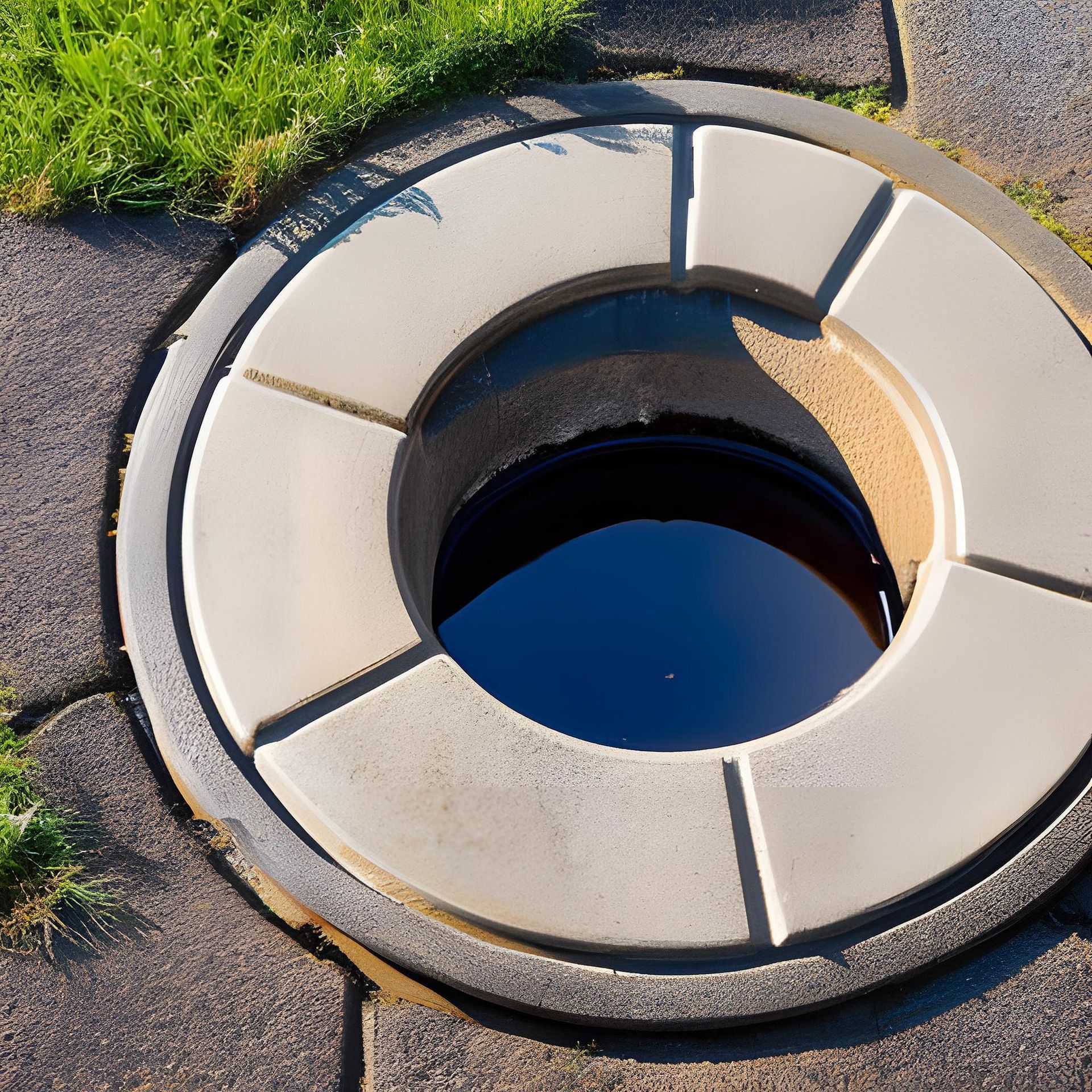 A manhole cover with a hole in the middle of it